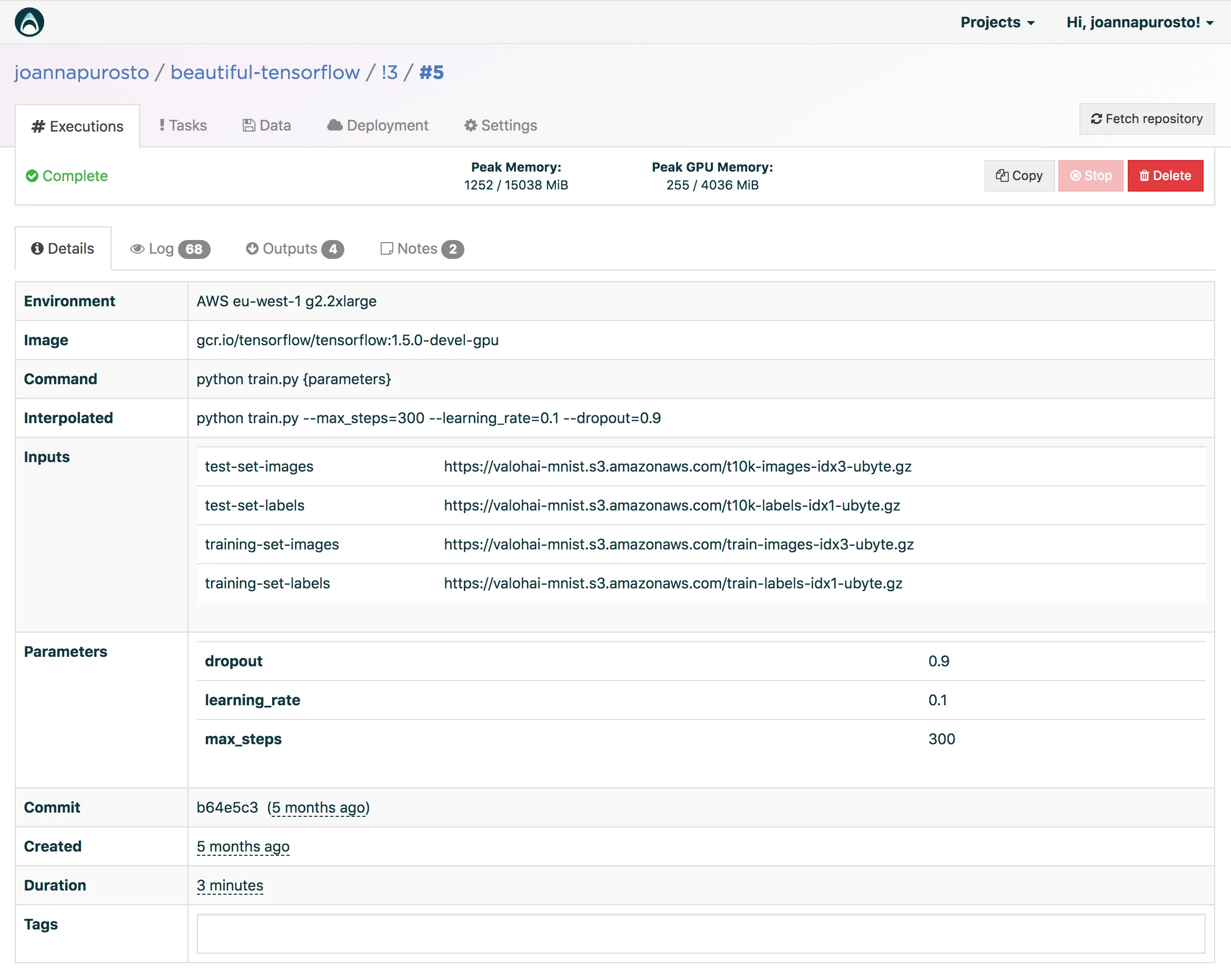 Versioning control in machine learning infrastructure as done by Valohai.