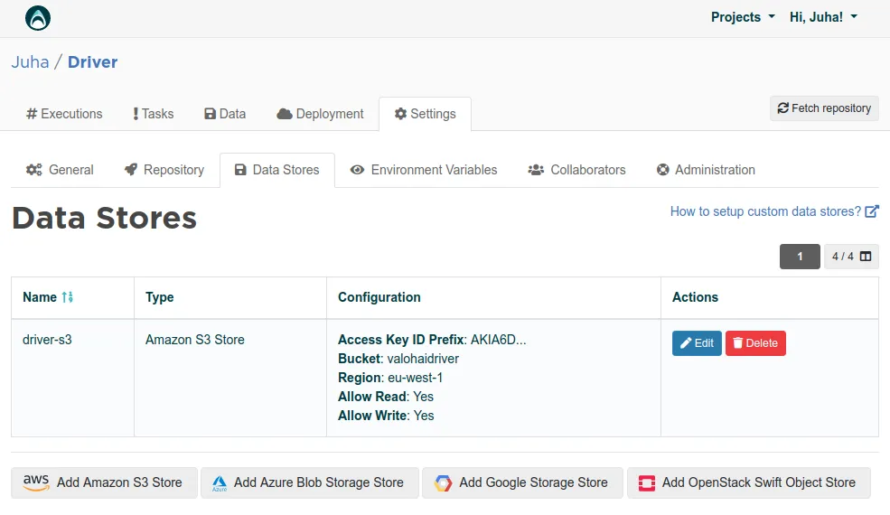 Data stores on Valohai