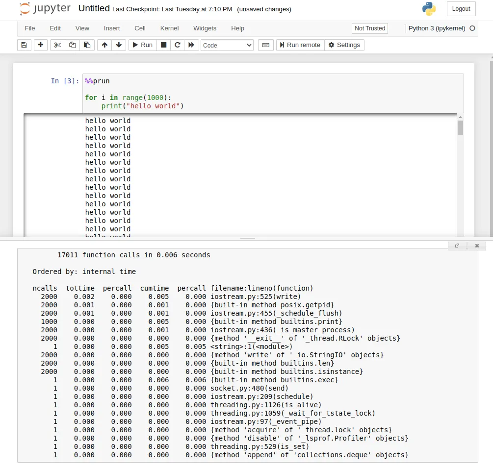 Profiling a cell in Jupyter notebook