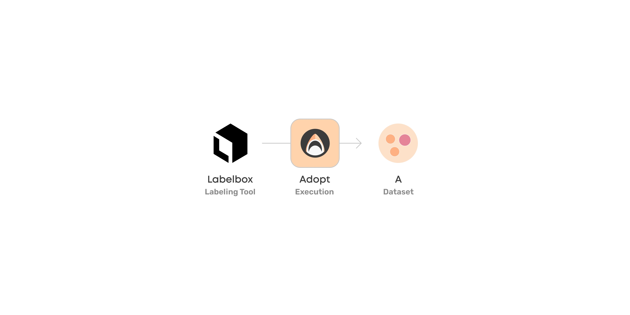 A diagram that shows how Valohai adopts datasets