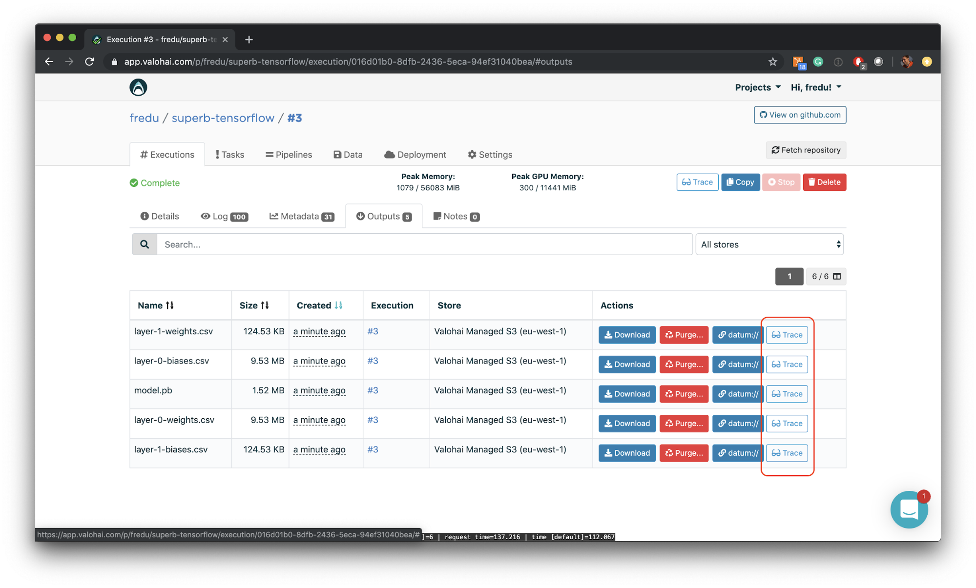 Data heritage view for Valohai platform