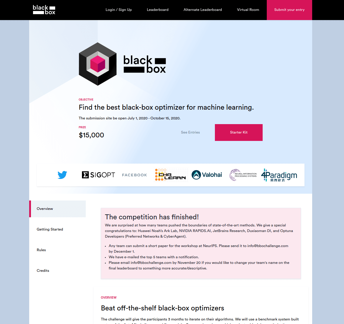 The Black Box Optimization Challenge Website