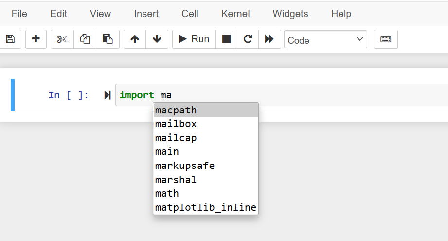 Code completion in Jupyter notebook
