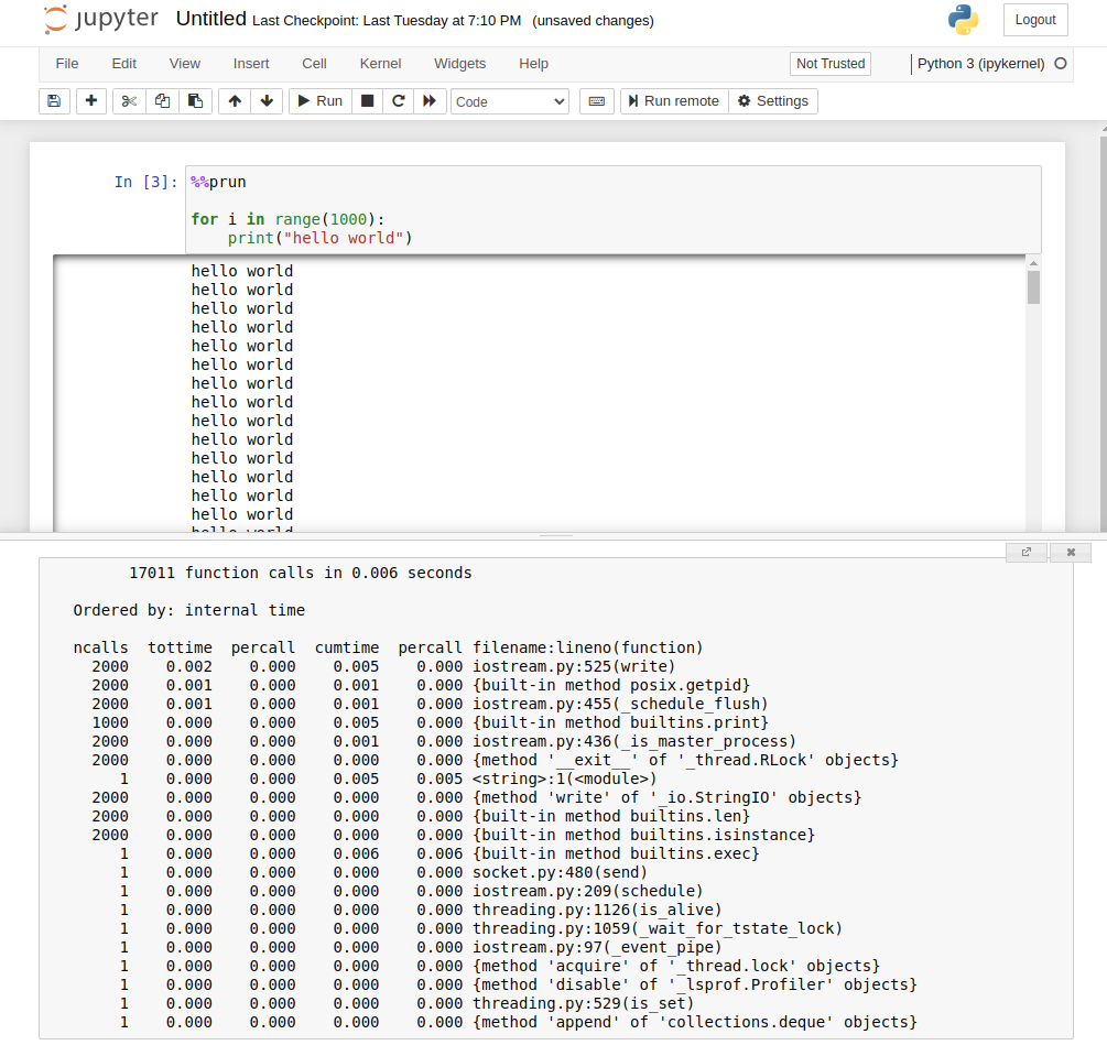 Profiling a cell in Jupyter notebook