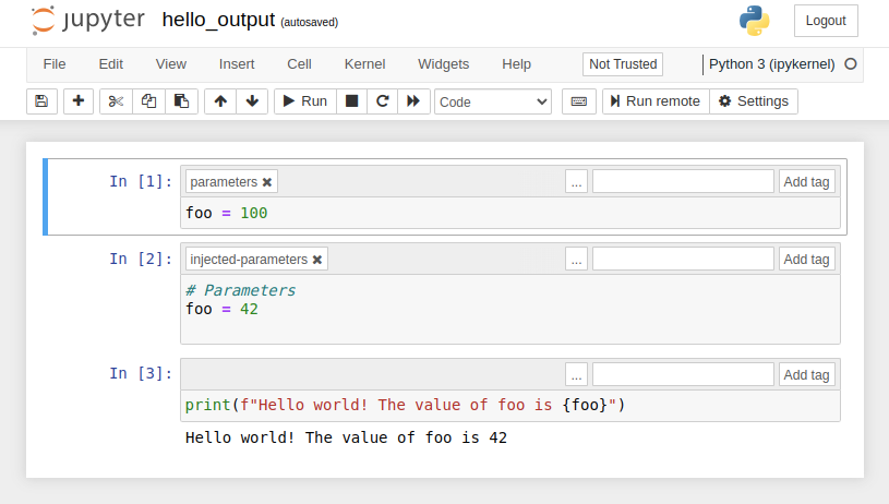 Papermill injects a new cell in Jupyter notebook which overrides the values of default values.
