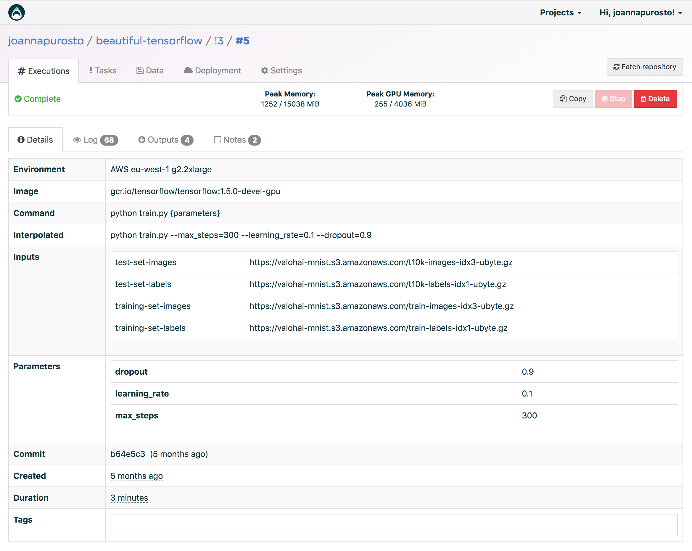 Versioning control in machine learning infrastructure as done by Valohai.