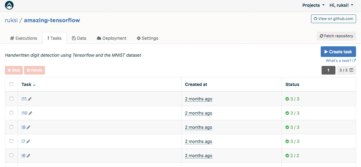 Deleting project tasks