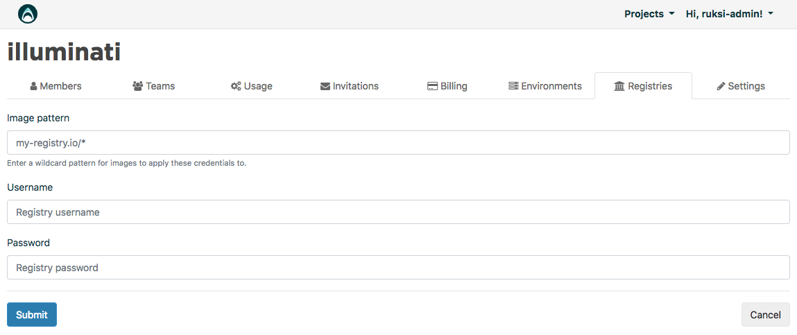 You can add private Docker registries under organization settings.